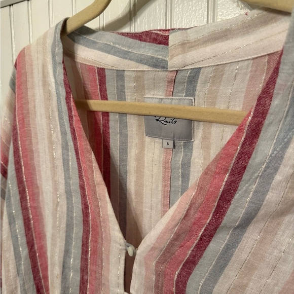 Rails Thea Linen Striped Shirt Tropic Stripe Small - Picture 2 of 6